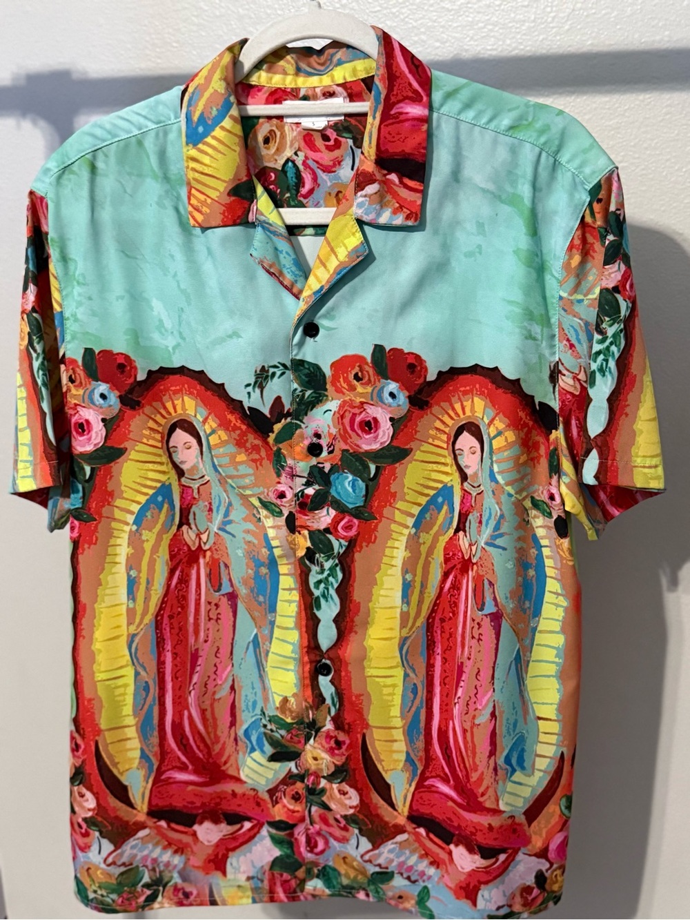 PacSun Multicolor Floral Virgin Mary Button-Down Shirt